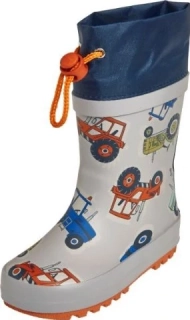 Payshoes dětské gumové holínky z přírodního kaučuku s bavlněnou podšívkou vzor traktor